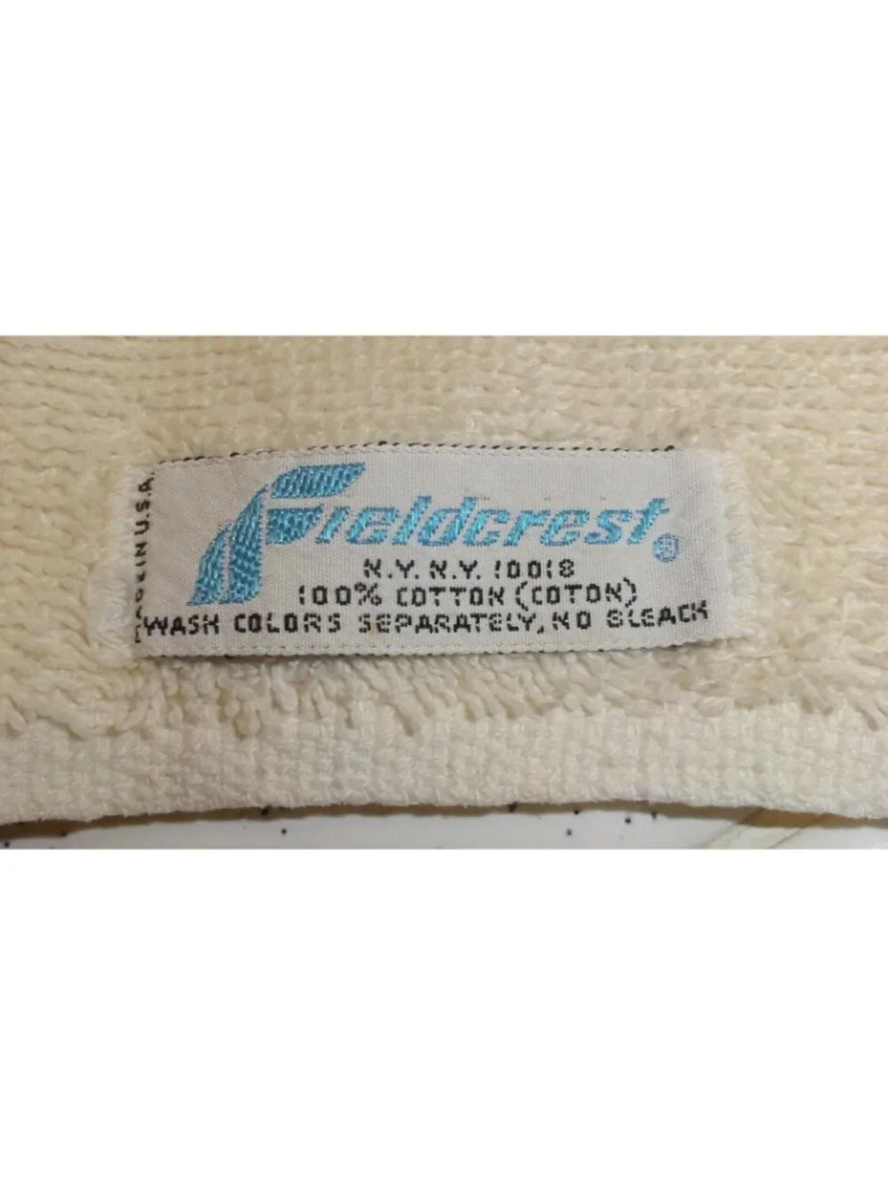 Vintage Fieldcrest Cream & Pink Floral Bath Towel w/ Fringe